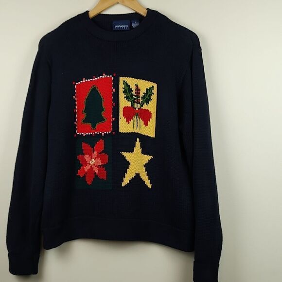 Liz Claiborne LizSport Chunky Knit Long Sleeve Cotton Holiday Sweater Size M - Picture 1 of 9